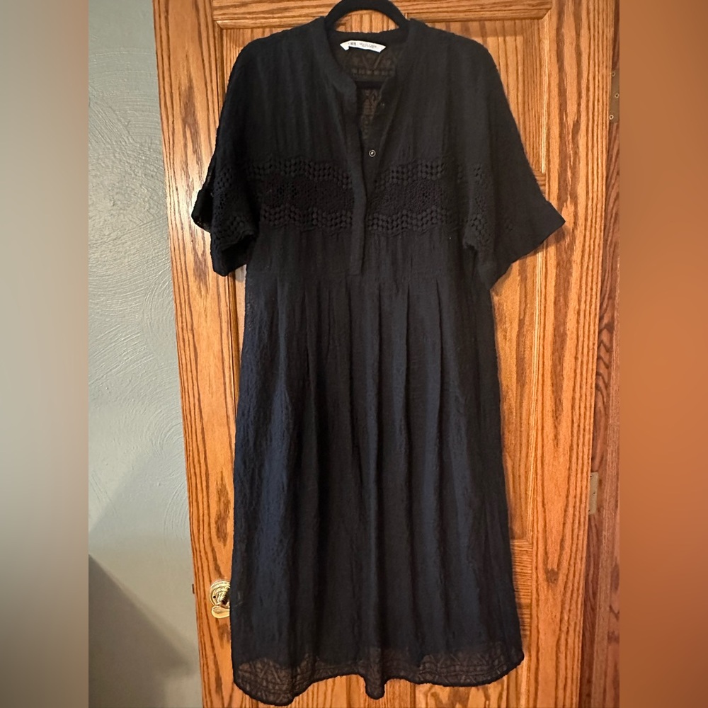 Zara Black Midi Dress; Size Small